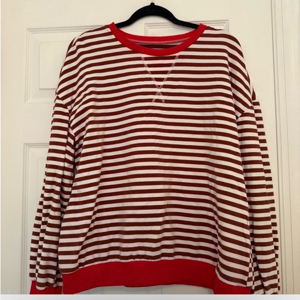 Striped long sleeve red and brown